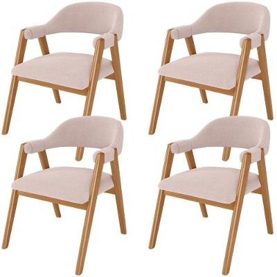 Kit 04 Cadeiras De Jantar E Estar Living Estofada Nadja L02 Bouclê Rosê - Lyam Decor