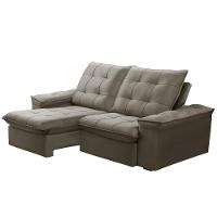 Sofá Retrátil Reclinável Para Sala 3 Lugares 210cm Nijma F04 Veludo Marrom Claro - Lyam Decor - 5