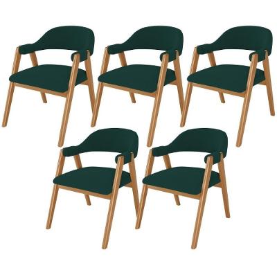 Kit 05 Cadeiras De Jantar E Estar Living Estofada Nadja L02 Bouclê Verde - Lyam Decor