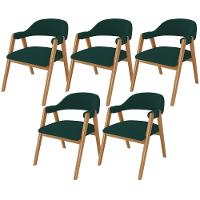 Kit 05 Cadeiras De Jantar E Estar Living Estofada Nadja L02 Bouclê Verde - Lyam Decor - 1