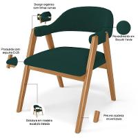 Kit 05 Cadeiras De Jantar E Estar Living Estofada Nadja L02 Bouclê Verde - Lyam Decor