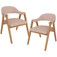 Kit 02 Cadeiras De Jantar E Estar Living Estofada Nadja L02 Linho Rosê - Lyam Decor - 1