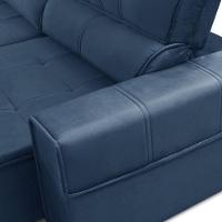 Sofá Retrátil Reclinável Para Sala 3 Lugares 210cm Samir F04 Veludo Azul - Lyam Decor - 2