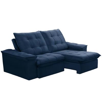 Sofá Retrátil Reclinável Para Sala 3 Lugares 210cm Nijma F04 Veludo Azul - Lyam Decor