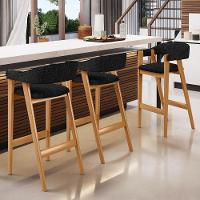 Kit 06 Banquetas Alta Bar Cozinha Sala De Jantar Bar Nadja L02 Linho Chumbo - Lyam Decor - 2