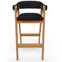 Kit 06 Banquetas Alta Bar Cozinha Sala De Jantar Bar Nadja L02 Linho Chumbo - Lyam Decor - 6