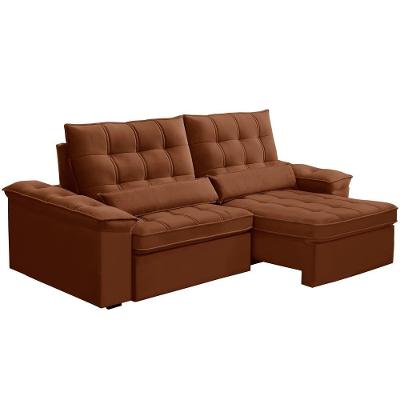 Sofá Retrátil Reclinável Para Sala 3 Lugares 210cm Maresi F04 Veludo Terracota - Lyam Decor