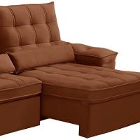 Sofá Retrátil Reclinável Para Sala 3 Lugares 210cm Maresi F04 Veludo Terracota - Lyam Decor