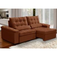 Sofá Retrátil Reclinável Para Sala 3 Lugares 210cm Maresi F04 Veludo Terracota - Lyam Decor - 5