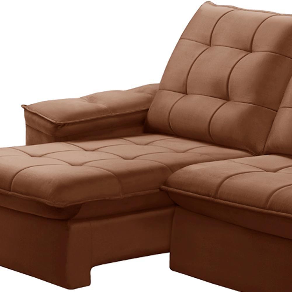 Sofá Retrátil Reclinável Para Sala 3 Lugares 210cm Nijma F04 Veludo Terracota - Lyam Decor - 7