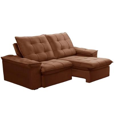 Sofá Retrátil Reclinável Para Sala 3 Lugares 210cm Nijma F04 Veludo Terracota - Lyam Decor