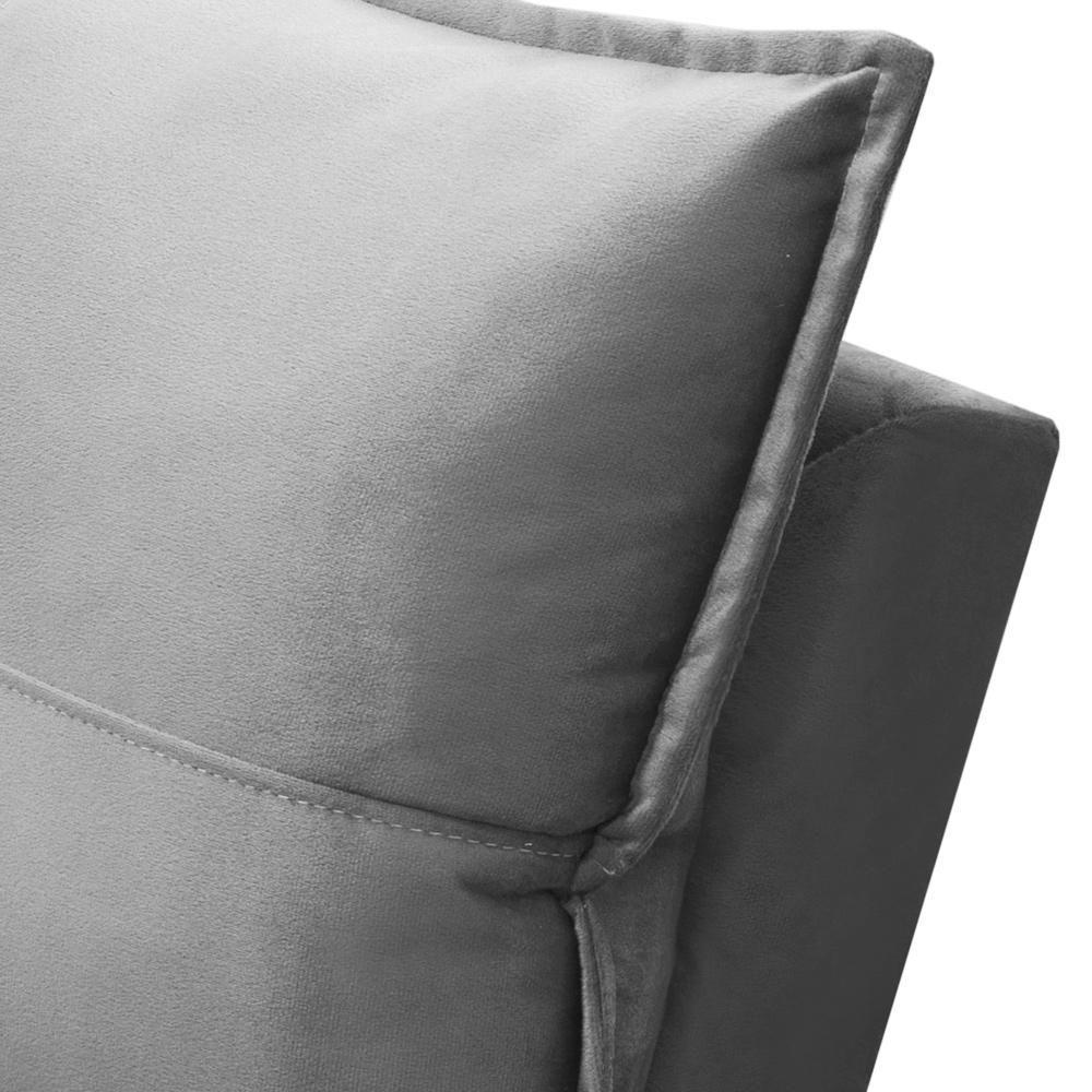 Sofá Retrátil Reclinável Para Sala 3 Lugares 210cm Niels F04 Veludo Cinza Claro - Lyam Decor - 6