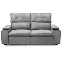 Sofá Retrátil Reclinável Para Sala 3 Lugares 210cm Niels F04 Veludo Cinza Claro - Lyam Decor - 3