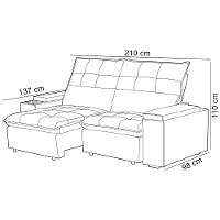 Sofá Retrátil Reclinável Para Sala 3 Lugares 210cm Niels F04 Veludo Cinza Claro - Lyam Decor - 5