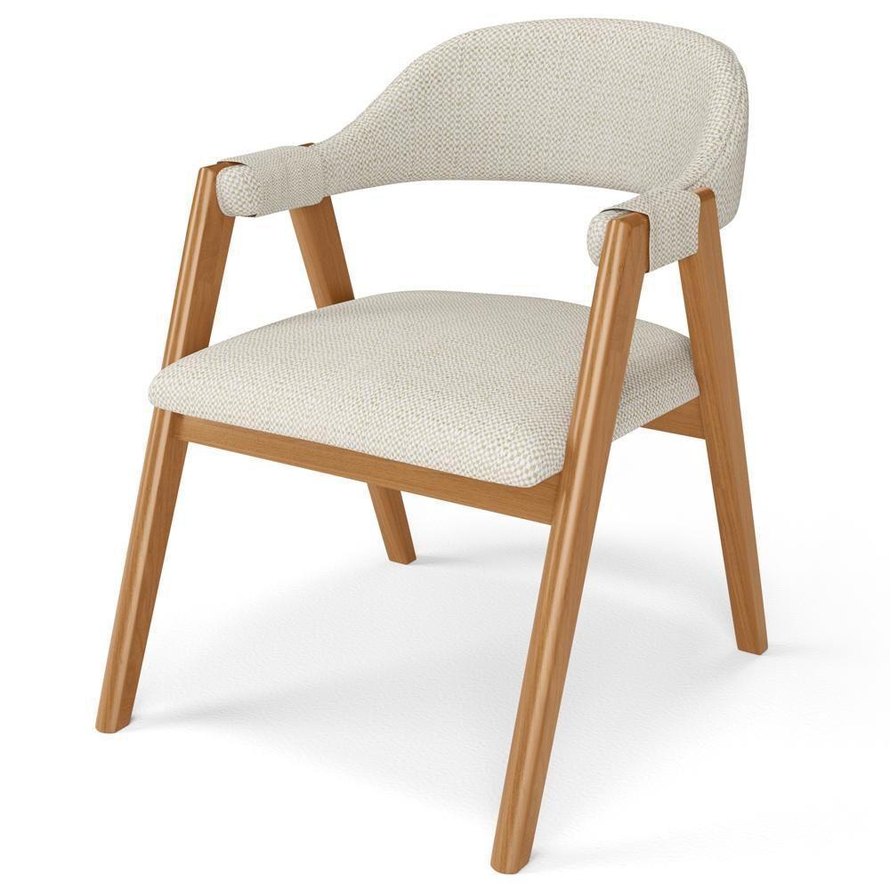 Cadeira De Jantar E Estar Living Estofada Nadja L02 Linho Champagne - Lyam Decor - 1