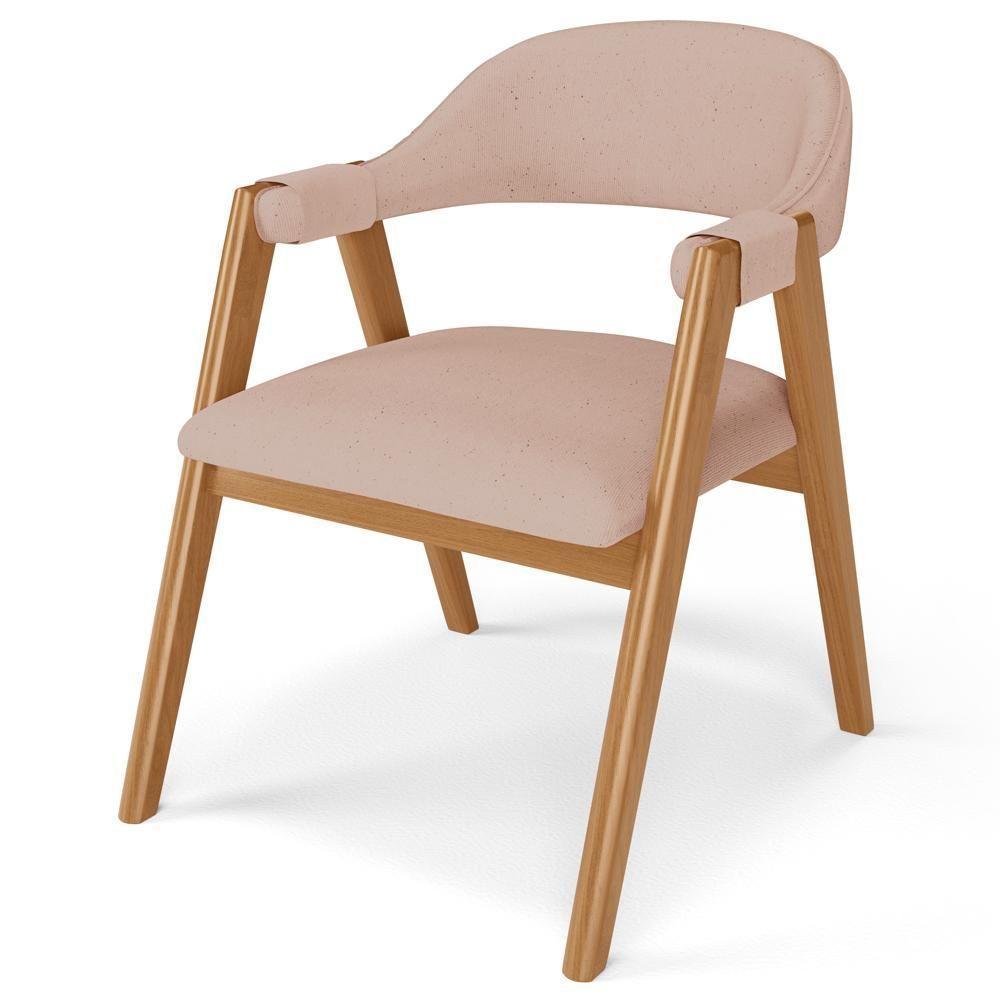 Kit 05 Cadeiras De Jantar E Estar Living Estofada Nadja L02 Linho Rosê - Lyam Decor - 6