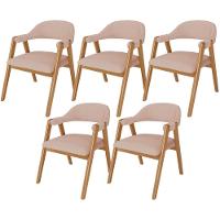 Kit 05 Cadeiras De Jantar E Estar Living Estofada Nadja L02 Linho Rosê - Lyam Decor - 1