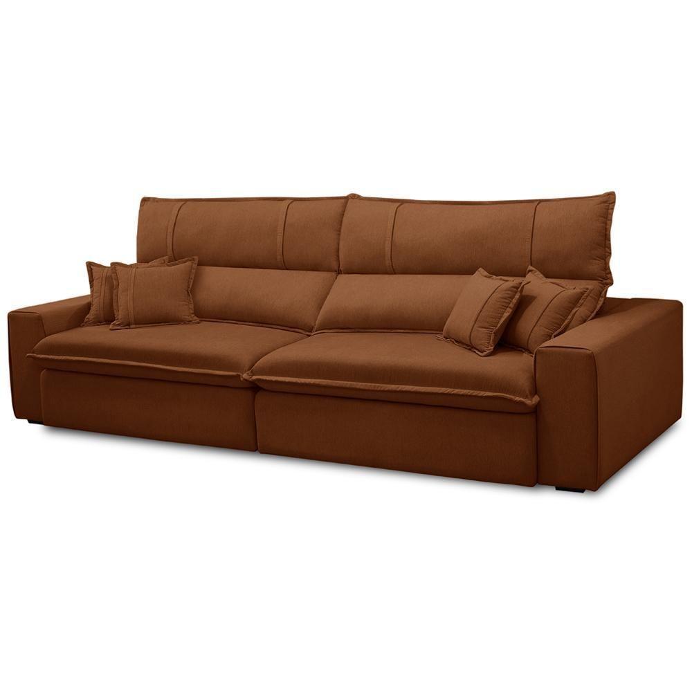 Sofá Retrátil Reclinável Para Sala 3 Lugares 210cm Aisha F04 Veludo Terracota - Lyam Decor - 5