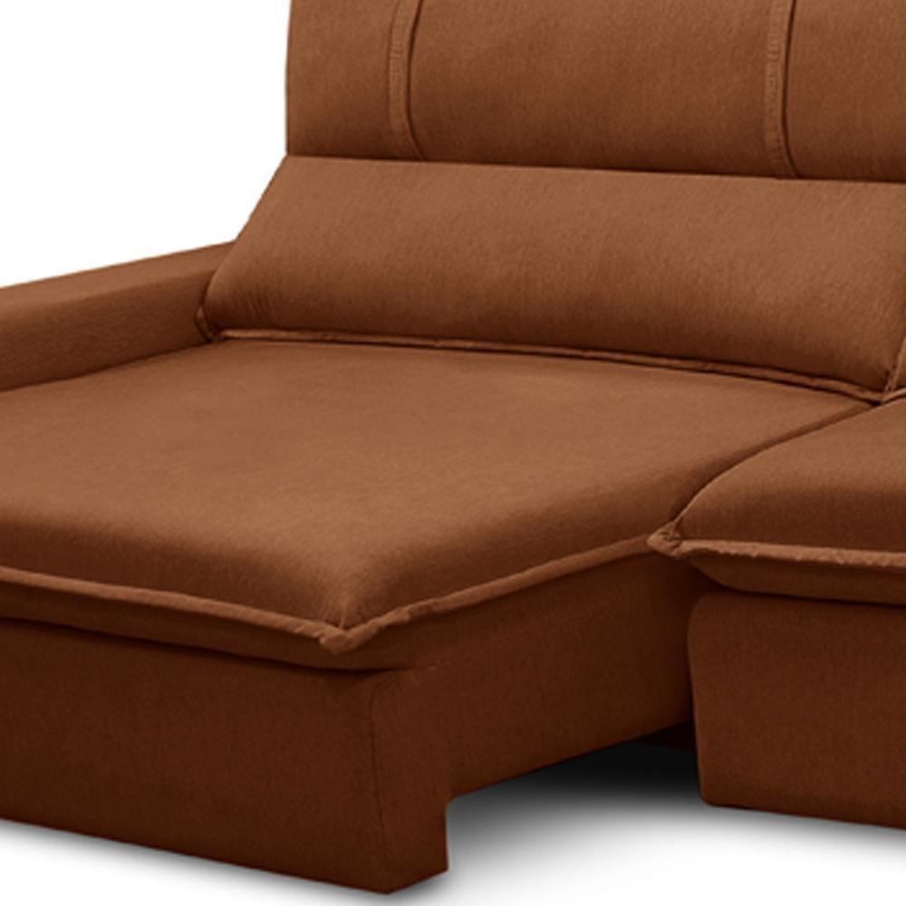 Sofá Retrátil Reclinável Para Sala 3 Lugares 210cm Aisha F04 Veludo Terracota - Lyam Decor - 8