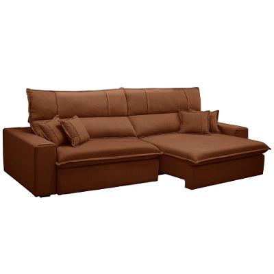Sofá Retrátil Reclinável Para Sala 3 Lugares 210cm Aisha F04 Veludo Terracota - Lyam Decor