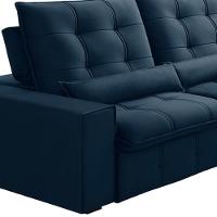 Sofá Retrátil Reclinável Para Sala 3 Lugares 210cm Curie F04 Veludo Azul - Lyam Decor - 5