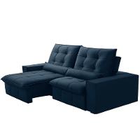 Sofá Retrátil Reclinável Para Sala 3 Lugares 210cm Curie F04 Veludo Azul - Lyam Decor - 6