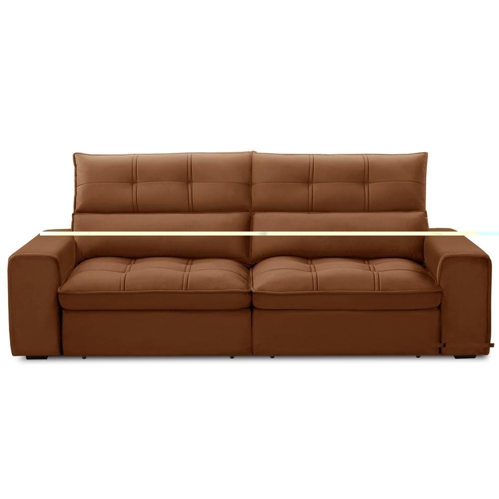 Sofá Retrátil Reclinável Para Sala 3 Lugares 210cm Asaph F04 Veludo Terracota - Lyam Decor - 3