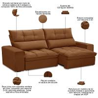 Sofá Retrátil Reclinável Para Sala 3 Lugares 210cm Asaph F04 Veludo Terracota - Lyam Decor
