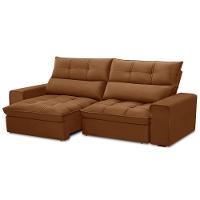 Sofá Retrátil Reclinável Para Sala 3 Lugares 210cm Asaph F04 Veludo Terracota - Lyam Decor - 6