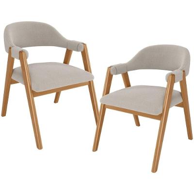 Kit 02 Cadeiras De Jantar E Estar Living Estofada Nadja L02 Bouclê Creme - Lyam Decor