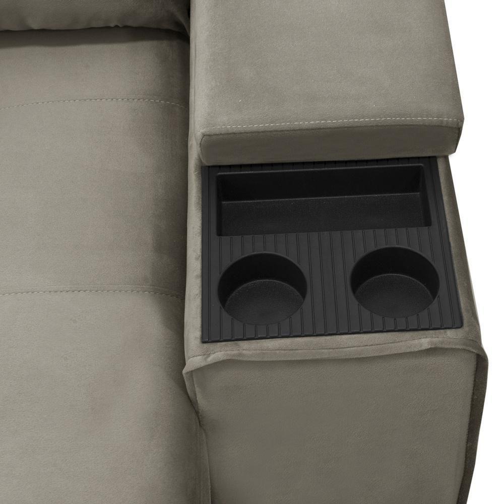 Sofá Retrátil Reclinável Para Sala 3 Lugares 210cm Niels F04 Veludo Marrom Claro - Lyam Decor - 8