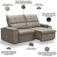 Sofá Retrátil Reclinável Para Sala 3 Lugares 210cm Niels F04 Veludo Marrom Claro - Lyam Decor