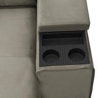 Sofá Retrátil Reclinável Para Sala 3 Lugares 210cm Niels F04 Veludo Marrom Claro - Lyam Decor - 8