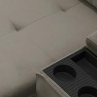 Sofá Retrátil Reclinável Para Sala 3 Lugares 210cm Niels F04 Veludo Marrom Claro - Lyam Decor - 9