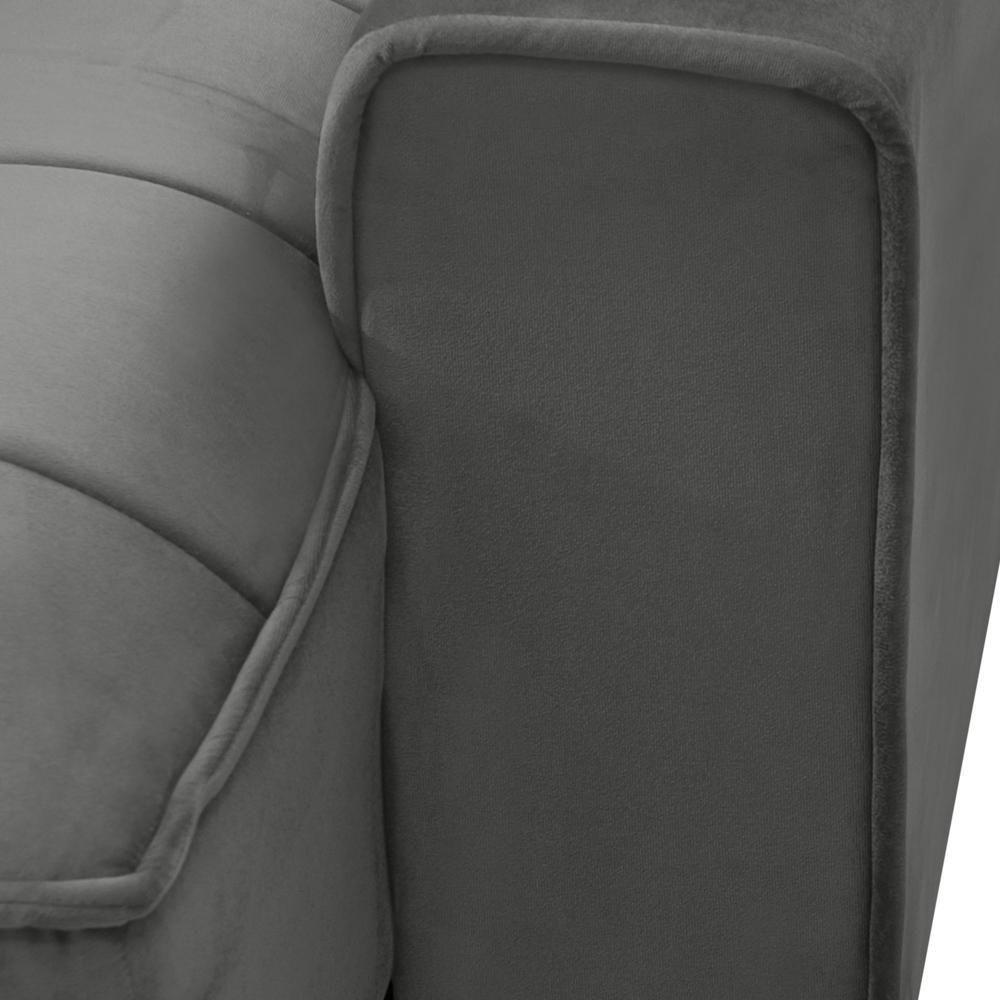 Sofá Retrátil Reclinável Para Sala 3 Lugares 210cm Asaph F04 Veludo Cinza Escuro - Lyam Decor - 8