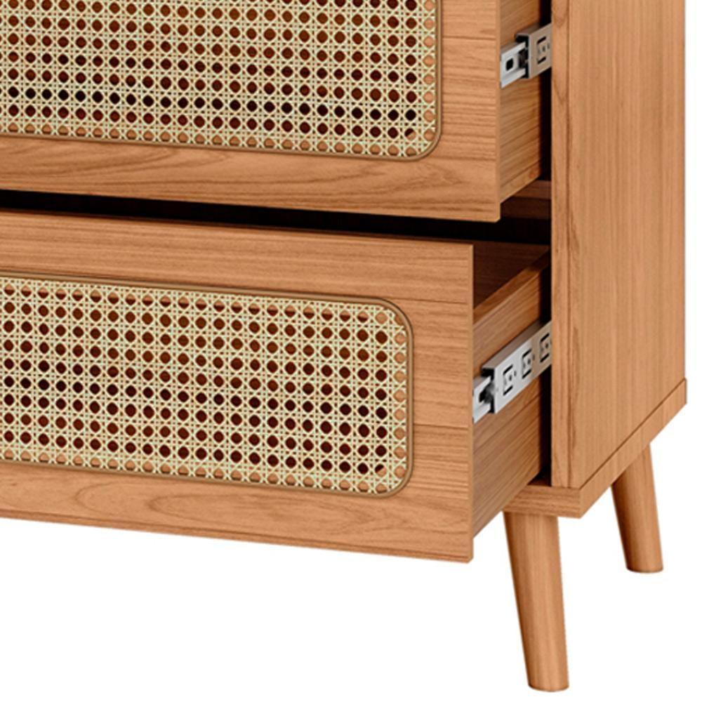 Cômoda Para Quarto 3 Gavetas Com Palha 105cm Pés Retrô Arnoni D03 Freijó - Lyam Decor - 5