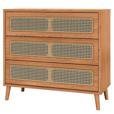 Cômoda Para Quarto 3 Gavetas Com Palha 105cm Pés Retrô Arnoni D03 Freijó - Lyam Decor