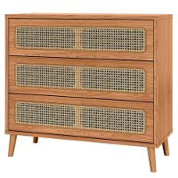 Cômoda Para Quarto 3 Gavetas Com Palha 105cm Pés Retrô Arnoni D03 Freijó - Lyam Decor - 1