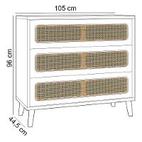 Cômoda Para Quarto 3 Gavetas Com Palha 105cm Pés Retrô Arnoni D03 Freijó - Lyam Decor - 2