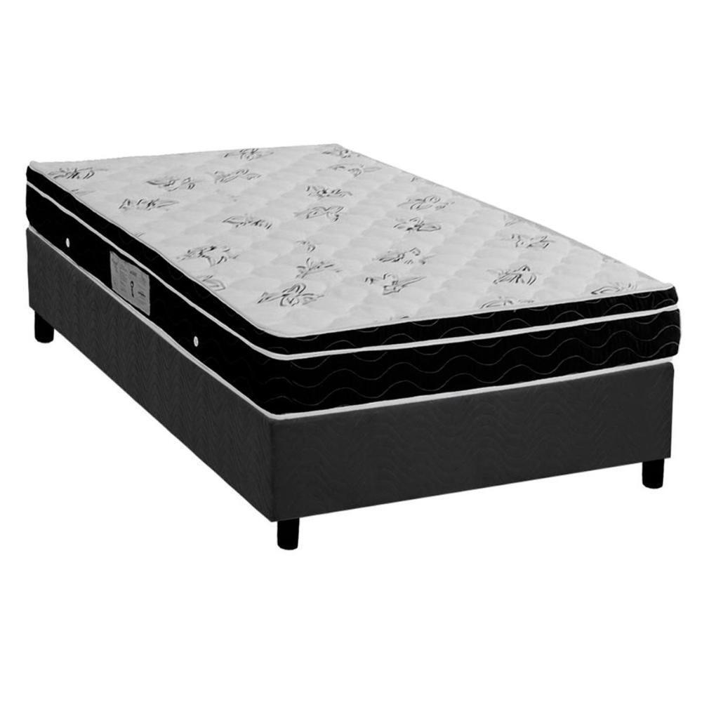 Cama Box Solteiro: Colchão Molas Ortobom Nanolastic Physical Spring + Base CRC Suede Gray(88x188) - 1