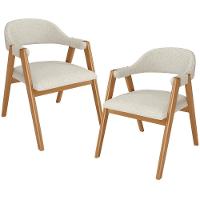 Kit 02 Cadeiras De Jantar E Estar Living Estofada Nadja L02 Linho Champagne - Lyam Decor - 1