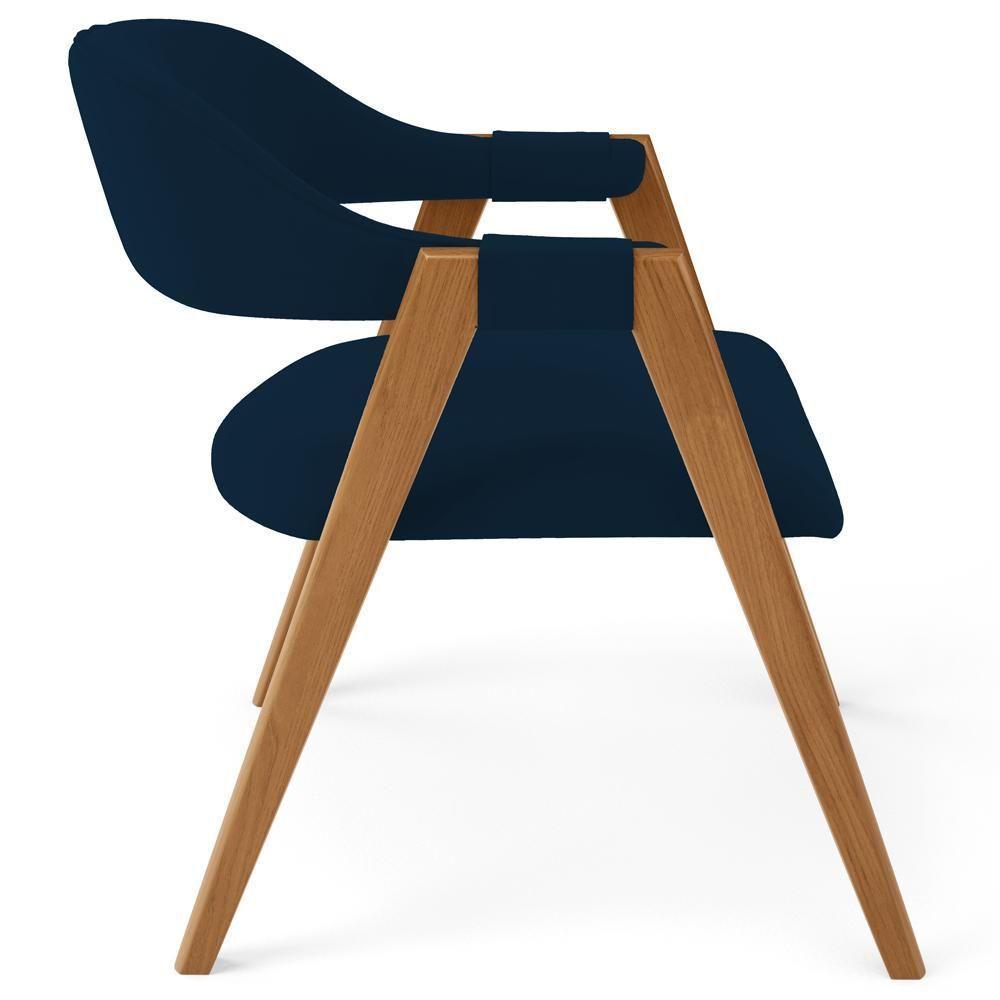 Kit 02 Cadeiras De Jantar E Estar Living Estofada Nadja L02 Suede Azul Marinho - Lyam Decor - 7