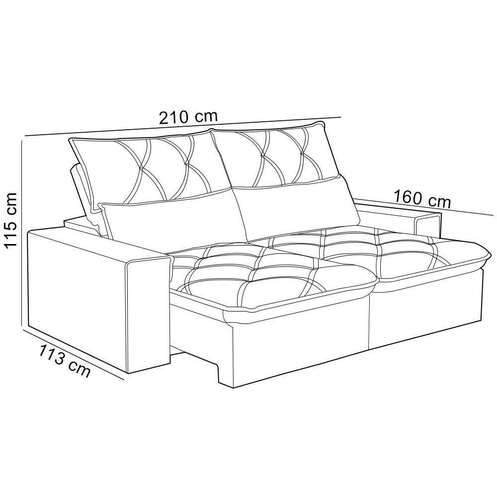 Sofá Retrátil Reclinável Para Sala 3 Lugares 210cm Aires F04 Veludo Marrom Claro - Lyam Decor - 7
