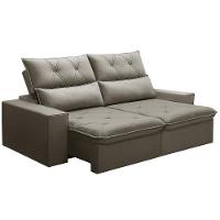 Sofá Retrátil Reclinável Para Sala 3 Lugares 210cm Aires F04 Veludo Marrom Claro - Lyam Decor - 1