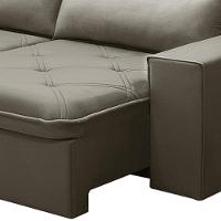 Sofá Retrátil Reclinável Para Sala 3 Lugares 210cm Aires F04 Veludo Marrom Claro - Lyam Decor - 2