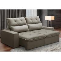 Sofá Retrátil Reclinável Para Sala 3 Lugares 210cm Aires F04 Veludo Marrom Claro - Lyam Decor - 5