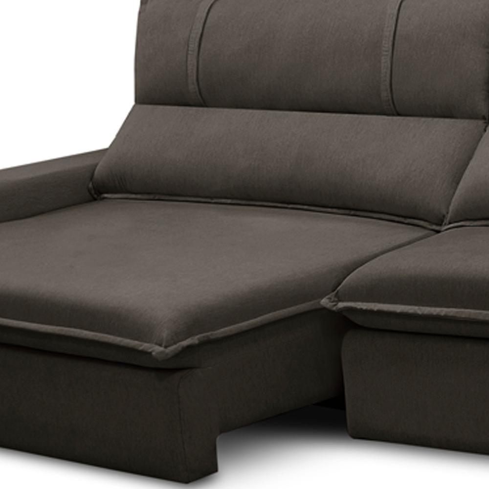 Sofá Retrátil Reclinável Para Sala 3 Lugares 210cm Aisha F04 Veludo Marrom Escuro - Lyam Decor - 8