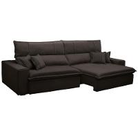 Sofá Retrátil Reclinável Para Sala 3 Lugares 210cm Aisha F04 Veludo Marrom Escuro - Lyam Decor - 1