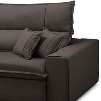 Sofá Retrátil Reclinável Para Sala 3 Lugares 210cm Aisha F04 Veludo Marrom Escuro - Lyam Decor - 7