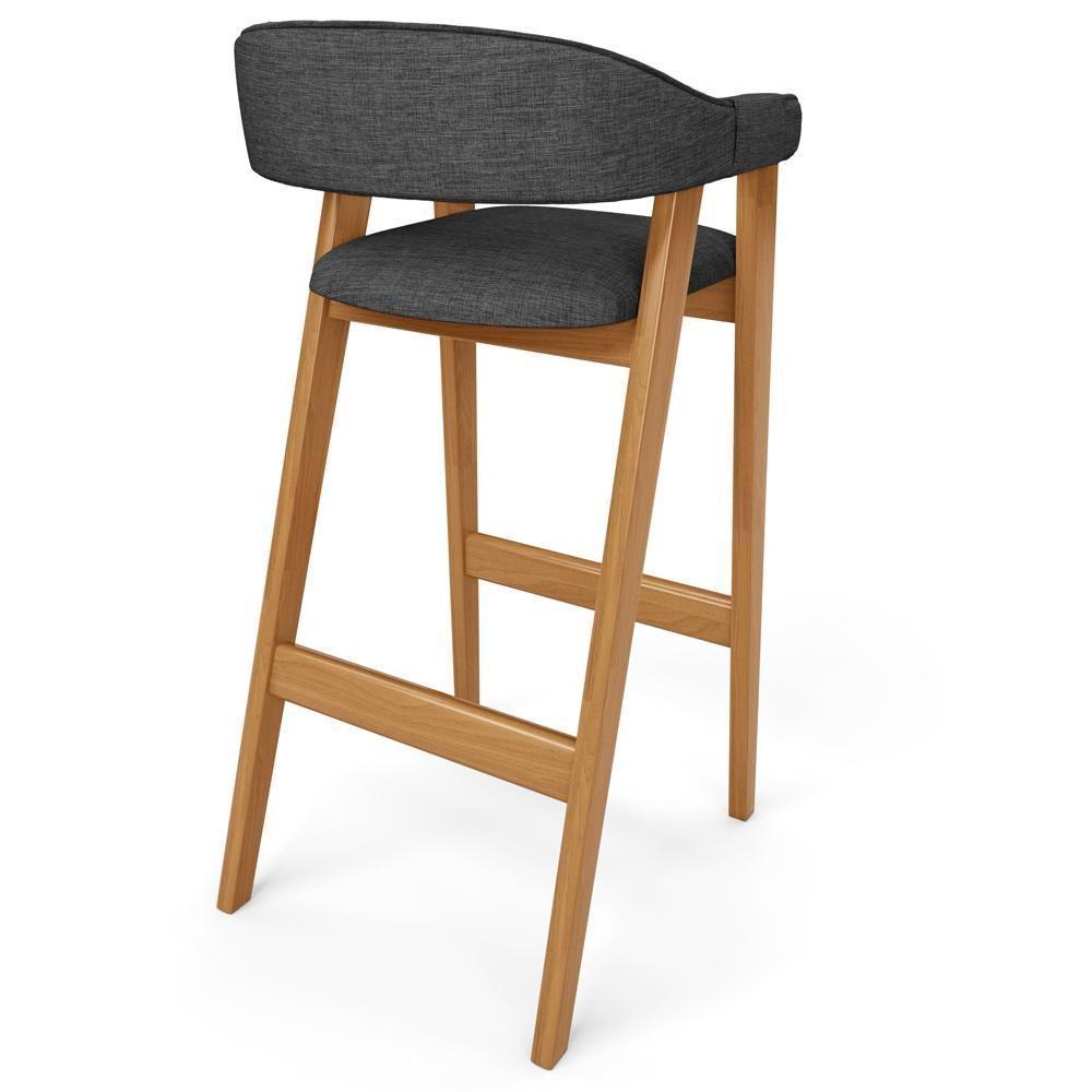 Banqueta Alta Bar Cozinha Sala De Jantar Bar Nadja L02 Linho Cinza Escuro - Lyam Decor - 3